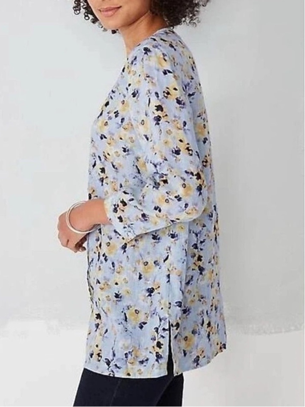 J. Jill Love Linen Floral Blouse, Size M - Picture 5 of 16